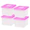 IRIS Pink & Clear Snap Tight Plastic File Organizer Box, 4ct.